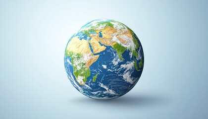 Detailed 3D Earth icon showing continents with textured terrain.