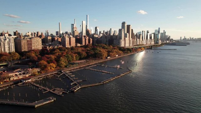 79th St. Boat Basin in NYC, 4K drone shot