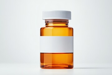 Clear Glass Bottle with Blank Label on Light Background