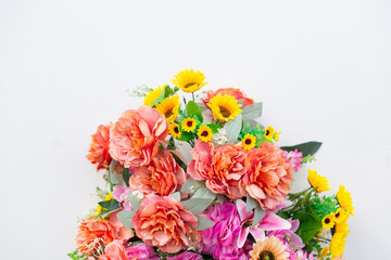 Colorful flowers, bold colors white background