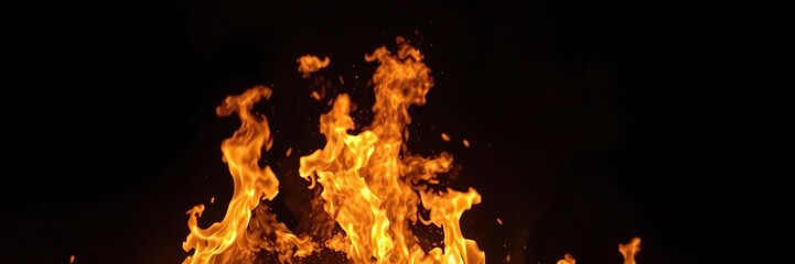 Fiery flames bursting against a dark, moody backdrop, burn, glow, fiery flames