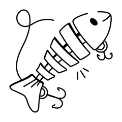 Fishing tackle icon in sketchy style

