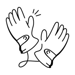 Fishing gloves icon in doodle style

