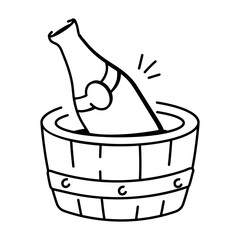 Beer bucket icon in hand drawn style


