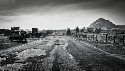 The road of dramatic after the wolrd war Black and White