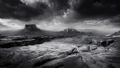 Dramatic The rugged landscape in the last country of the world Black and White
