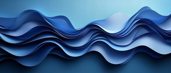 A flowing wave of blue paper layers creating a serene, abstract texture.