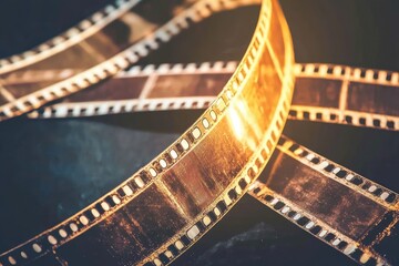 Obraz premium Blank Film Strip Texture Background with Heavy Grain, Scratches, Dust, and Studio Lens Flare