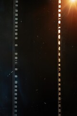 Obraz premium Blank Film Strip Texture Background with Heavy Grain, Scratches, Dust, and Studio Lens Flare