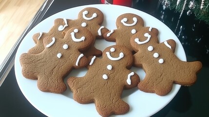 Cheerful Gingerbread Cookies on a Festive Plate