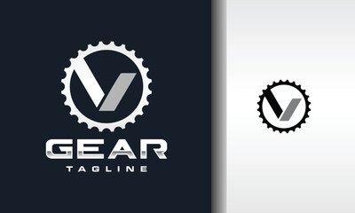 letter V gear bicycle logo