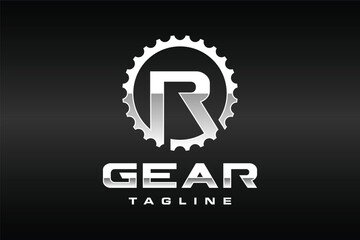 letter R crank bicycle logo