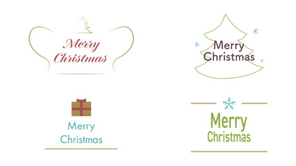 クリスマスのラベル風カラーベクターイラストセット