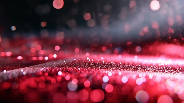 red ruby glitter glow bokeh light with wind blow
