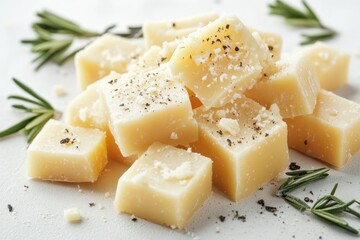 Parmesan Cheese Cubes with Black Pepper and Rosemary