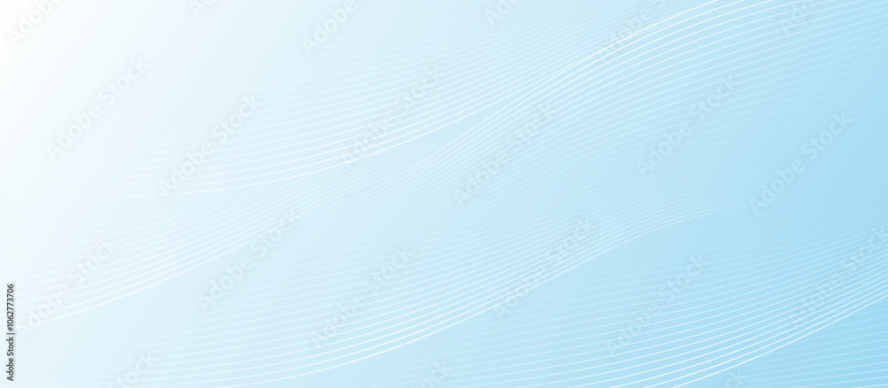 Poster Minimalistic Abstract Light Blue Wavy Background with Line Patterns