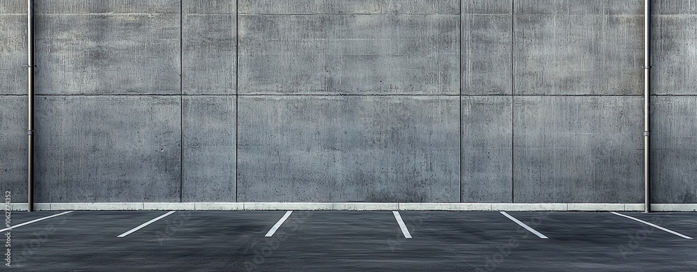Poster abstract empty concrete wall background with parking space. black and white image of an indoor or ou