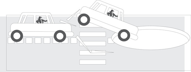 Bad luck, Driving, Vector, Car Accident, Car, Hole, Abstract, Accidents and Disasters, Businesswoman,