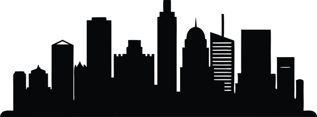 Houston City Skyline Silhouette Vector, City Buildings Black Clip art Vector