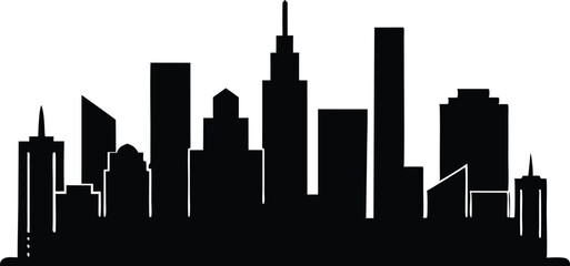 Houston City Skyline Silhouette Vector, City Buildings Black Clip art Vector