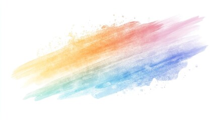 An abstract watercolor brush stroke with a gradient transitioning from warm to cool tones on a white background, creating an artistic, colorful backdrop.
