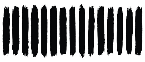 Straight Black Brush Strokes Set, Black isolated paintbrush collection. Trendy brush stroke for black ink paint, grunge backdrop, dirt banner, 
