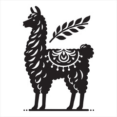 The silhouette of a curious baby llama