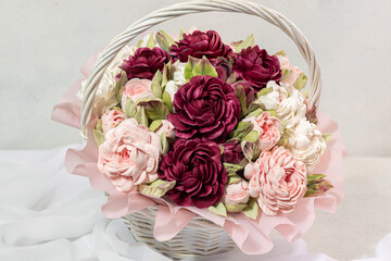 A basket of Peonies made from homemade, delicious, healthy Zephyr