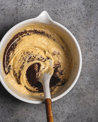 coffe in a bowl with dough 