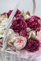 A basket of Peonies made from homemade, delicious, healthy Zephyr