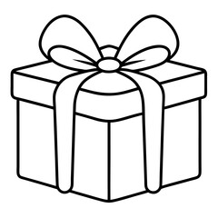 gift box with bow outline coloring book page line art vector drawing