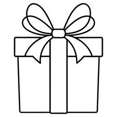 gift box with bow outline coloring book page line art vector drawing