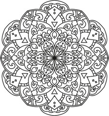 Decorative Mandala Coloring Pages or Book Decorative monochrome ethnic mandala Transparent pattern