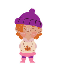happy girl wearing autumn clothes