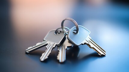 Keychain on sleek table soft light neutral background simple design