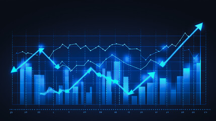 Naklejka premium charts and graphs with statistics to innovation analyze business potential and forecast future development of companies growth.