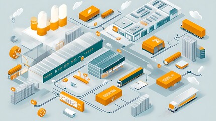 Isometric illustration of the entire journey city