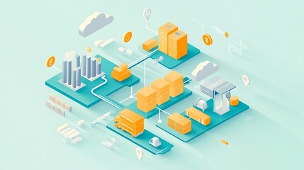 Isometric illustration of the entire journey city