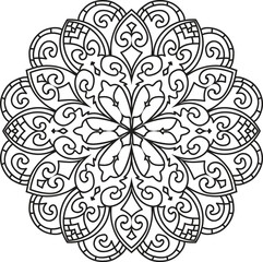 Outline Mandala Patterns for Adult coloring book or coloring pages Stress Relief Coloring Page