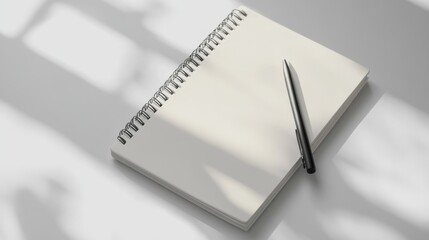 Notebook on clean background soft shadows minimalist design neutral tones