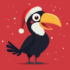 Festive Toucan with Santa Hat