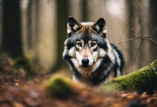 Ai-generated Photorealistic Wolf in the Forest  