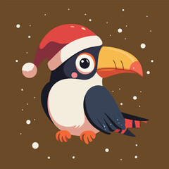 Festive Toucan with Santa Hat