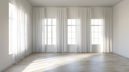 Minimalist Sunlit Room with Curtains