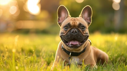 Fototapeta premium french bulldog outdoors on a large grass field