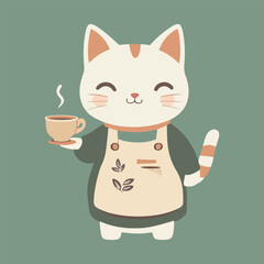 Happy Cat Serving Tea
