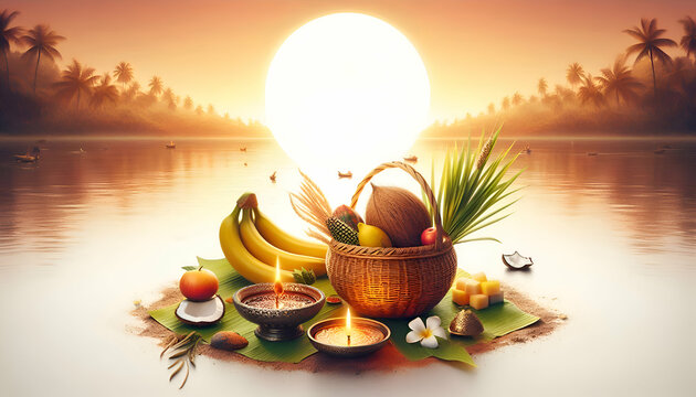 Traditional indian culture festival chhath puja concept background