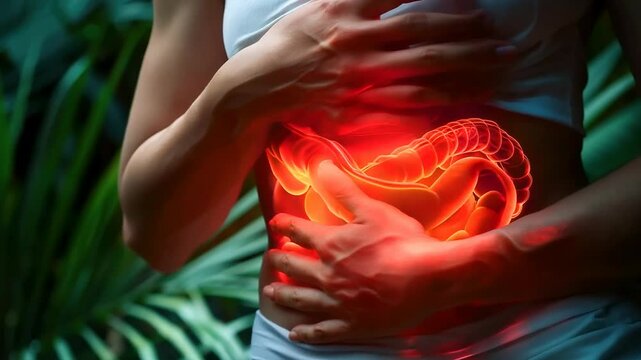 Intestinal sensitivity: visualization of bowel pain emphasizes impact of digestive disorders on daily life, underscoring need for proper diagnosis, support for improved gastrointestinal health.