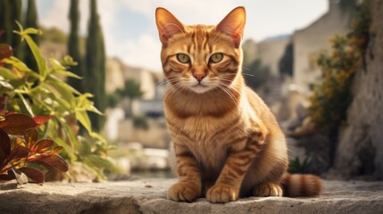 Obraz premium a Abbyssinian cat outdoor