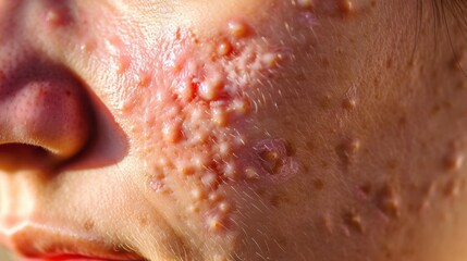 Fototapeta premium Psoriasis: This long-term condition causes excessive skin cell growth, leading to thick, scaly patches that can be uncomfortable and affect quality of life. 